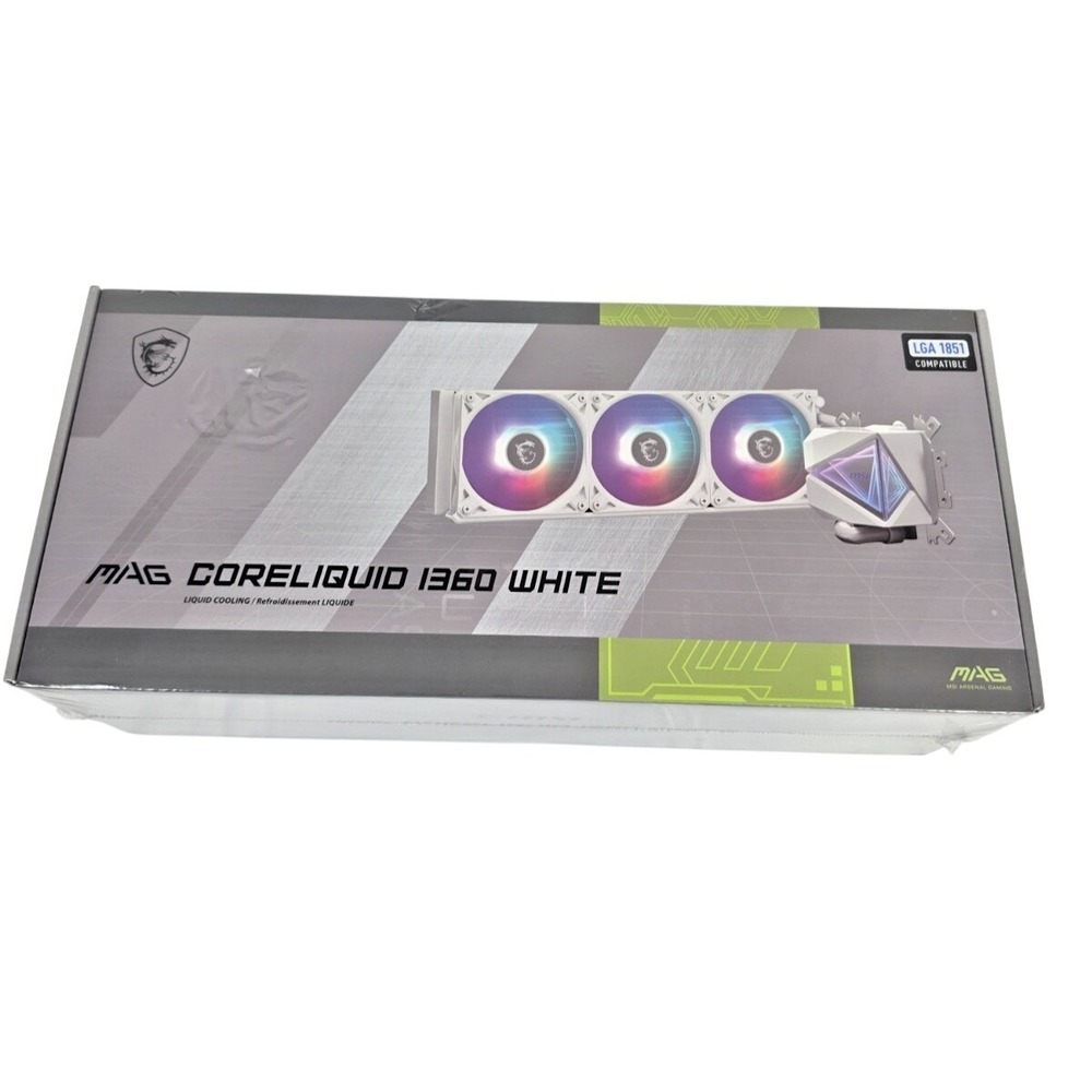 MSI MAG CORELIQUID I360 CPU Liquid Cooler Pump head 360mm ARGB white color